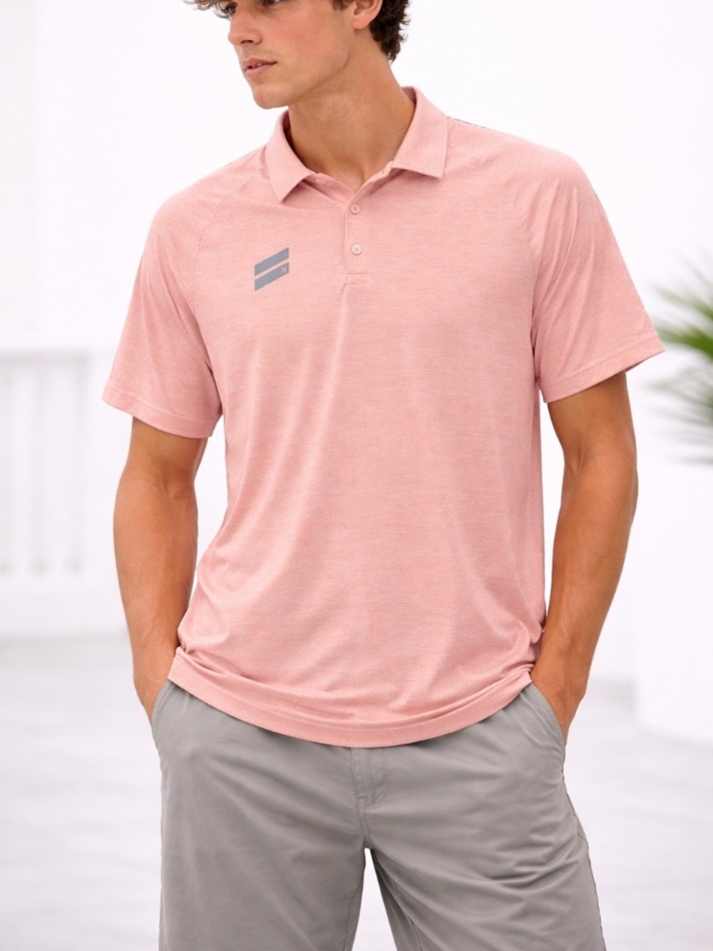 Hurley Polo Shirt Mens Size XL Heathered Peach Athletic Performace Golf Casual